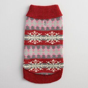 NWT size SMALL dog NEW sweater WORLD MARKET knit pet pink red fair isle warm